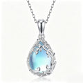 Ethereal Blue Vine Teardrop Pendant Necklace