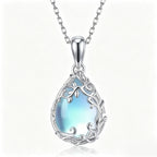 Ethereal Blue Vine Teardrop Pendant Necklace
