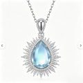 Radiant Sunburst Teardrop Crystal Pendant Necklace