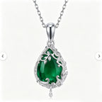 Emerald Woodland Vine Teardrop Pendant Necklace