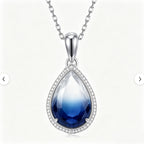 Ocean Abyss Gradient Teardrop Crystal Pendant Necklace