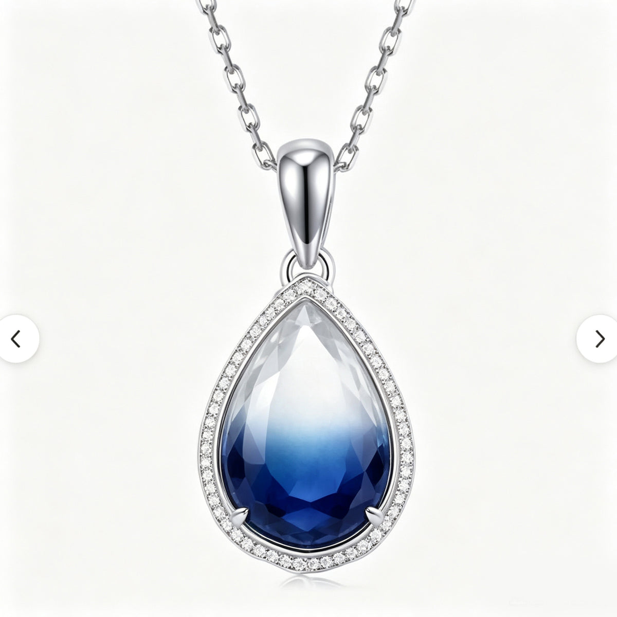 Ocean Abyss Gradient Teardrop Crystal Pendant Necklace