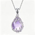 Amethyst Blossom Vine Teardrop Pendant Necklace