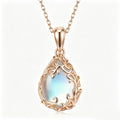 Rose Gold Opal Vine Teardrop Pendant Necklace