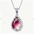 Crimson Bloom Vine Teardrop Pendant Necklace