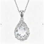 Crystal Clear Vine Teardrop Pendant Necklace