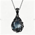 Midnight Smoke Black Vine Teardrop Pendant Necklace