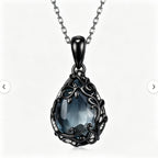 Midnight Smoke Black Vine Teardrop Pendant Necklace