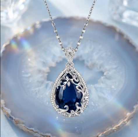 Twilight Rose Gradient Interlocking Heart Pendant Necklace