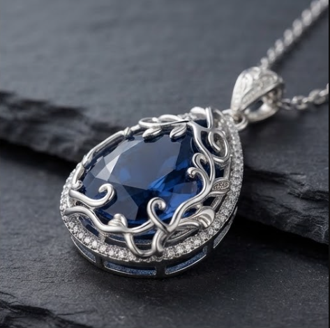 Twilight Rose Gradient Interlocking Heart Pendant Necklace