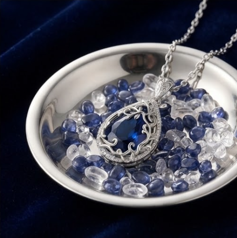 Twilight Rose Gradient Interlocking Heart Pendant Necklace