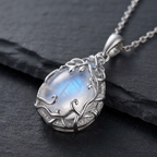 Enchanted Opal Vine Teardrop Pendant Necklace