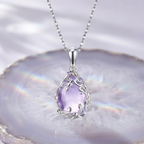 Amethyst Blossom Vine Teardrop Pendant Necklace