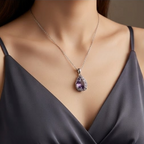 Amethyst Blossom Vine Teardrop Pendant Necklace