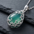 Emerald Forest Vine Teardrop Pendant Necklace