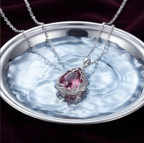 Crimson Bloom Vine Teardrop Pendant Necklace