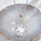 Crystal Clear Vine Teardrop Pendant Necklace