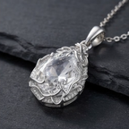 Crystal Clear Vine Teardrop Pendant Necklace