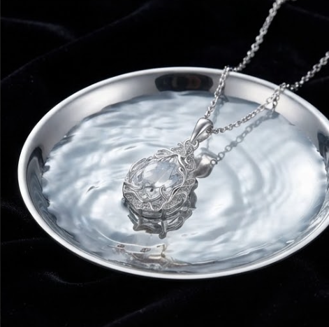 Crystal Clear Vine Teardrop Pendant Necklace