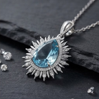 Radiant Sunburst Teardrop Crystal Pendant Necklace
