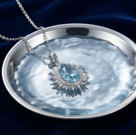 Radiant Sunburst Teardrop Crystal Pendant Necklace