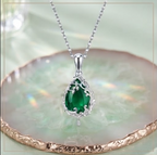 Emerald Woodland Vine Teardrop Pendant Necklace