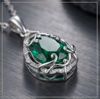 Emerald Woodland Vine Teardrop Pendant Necklace