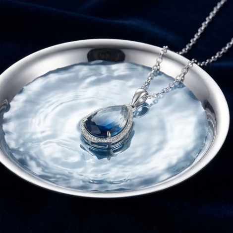 Ocean Abyss Gradient Teardrop Crystal Pendant Necklace
