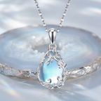 Frost Blue Vine Teardrop Pendant Necklace