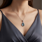 Frost Blue Vine Teardrop Pendant Necklace