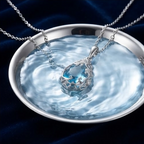 Frost Blue Vine Teardrop Pendant Necklace